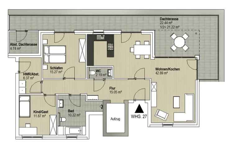 exkl. Neubau-Mietwohnung, Penthouse mit Tiefgarage und großer Dachterrasse