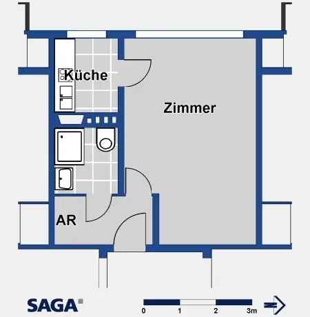 1 Zimmer Wohnung Hamburg Mitte zentrumsnah S-Bahn Park