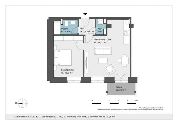 Neubau! 2-Raumwohnung mit Balkon!