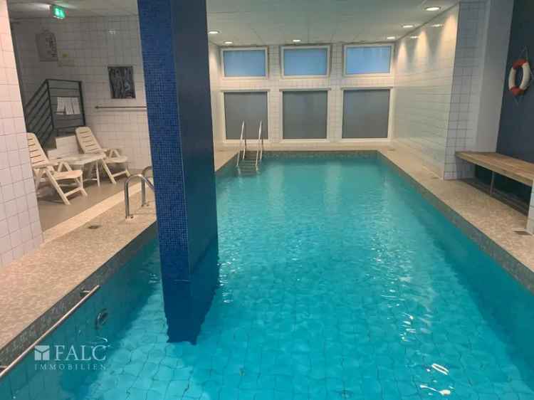 Freundliche 2-Zimmer-Wohnung in Düsseldorf-Lörick nahe Rhein mit eigenem Pool und Sauna