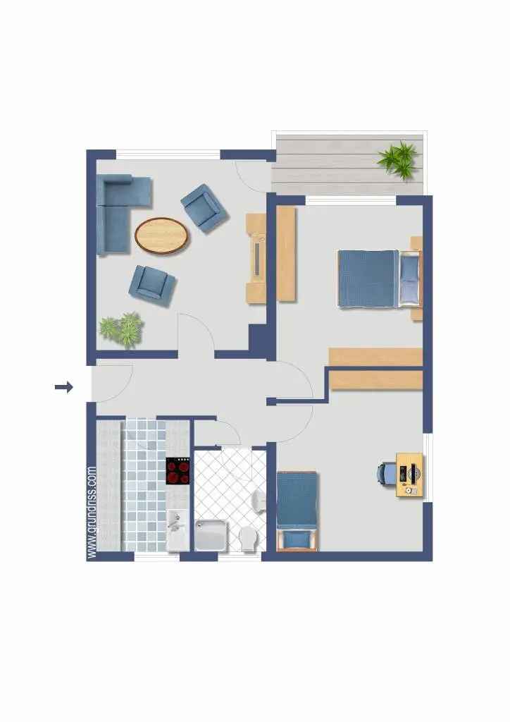 Vermietete 3-Zimmer Wohnung 64m² mit Balkon - Kapitalanlage