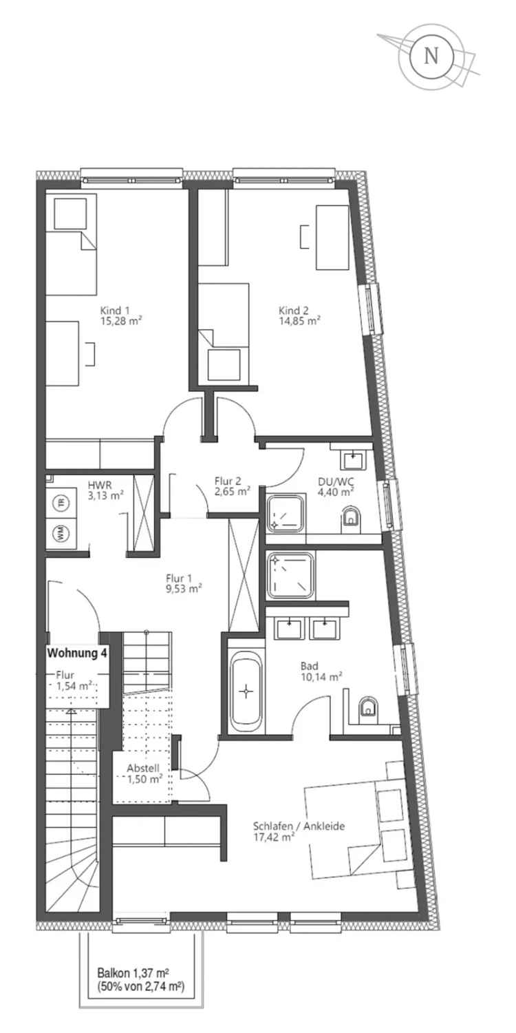 Luxuriöse 4-Zimmer-Wohnung in Hamburg mit Dachterrasse