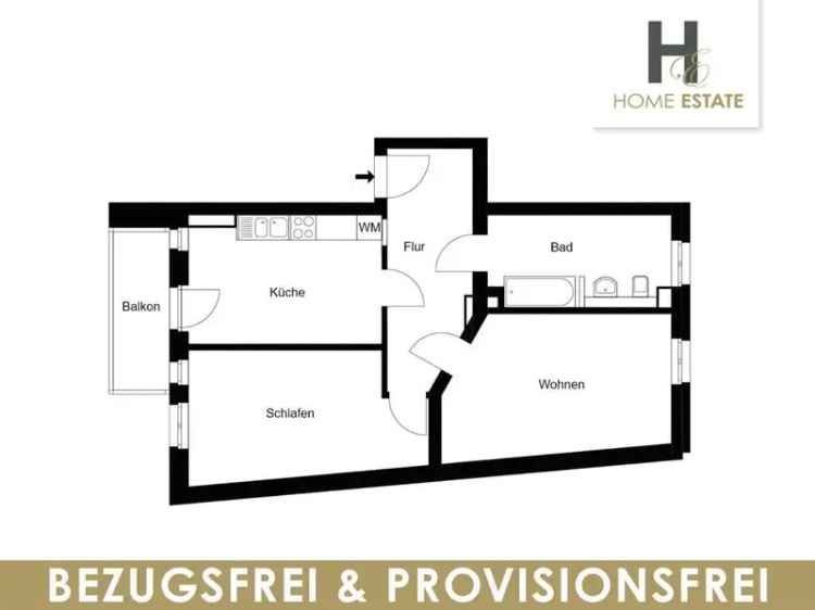 Bezugsfreie 2 Zimmer mit Balkon – Provisionsfrei