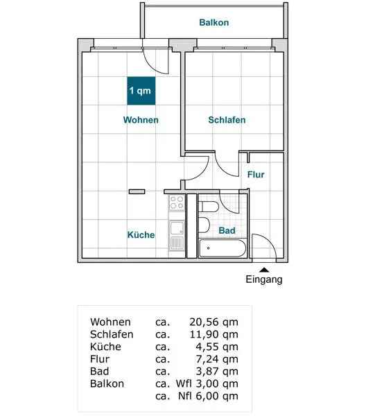Schöne 2-Zimmerwohnung mit Balkon und Aufzug
