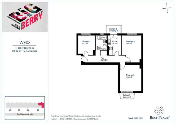 Direkt am Viktoriaparkt: 2,5-Zimmer-Investment im szenigen Kreuzberg – PROVISIONSFREI