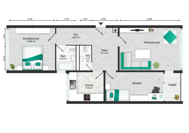 3-Zimmer Wohnung Frankfurt Nied Stellplatz Loggia Kapitalanlage