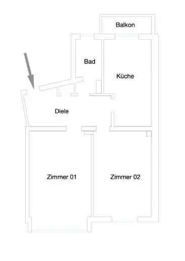 2 Zimmer, Küche, Bad, Balkon, 3.OG, 69qm