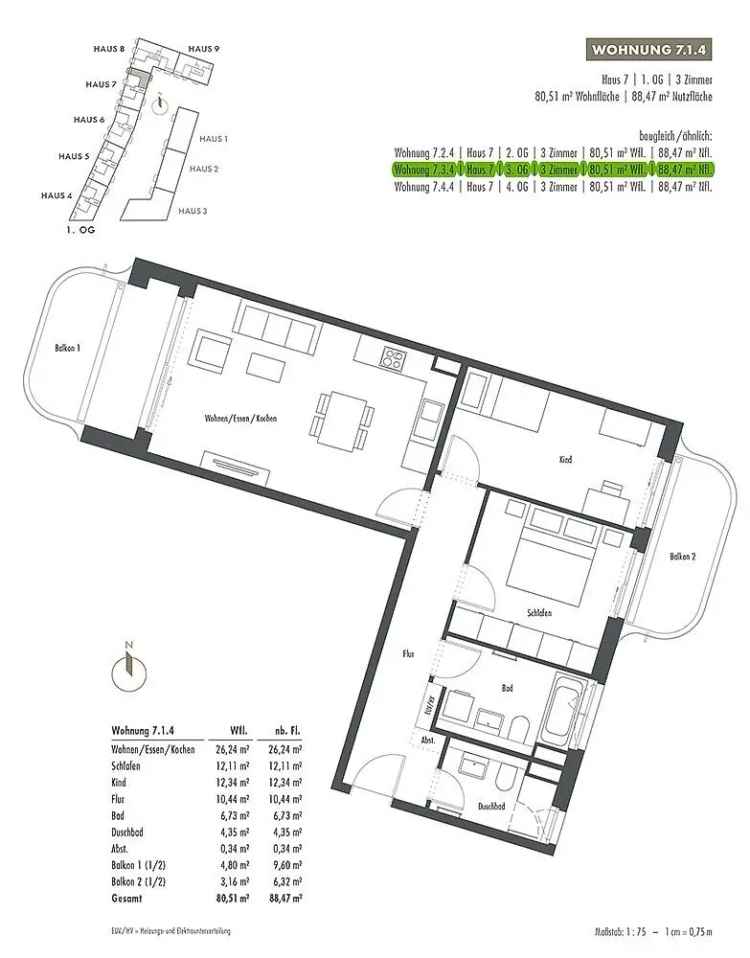 Moderne 3-Zi-Wohnung in München-Perlach mit Balkon und Tageslichtbädern