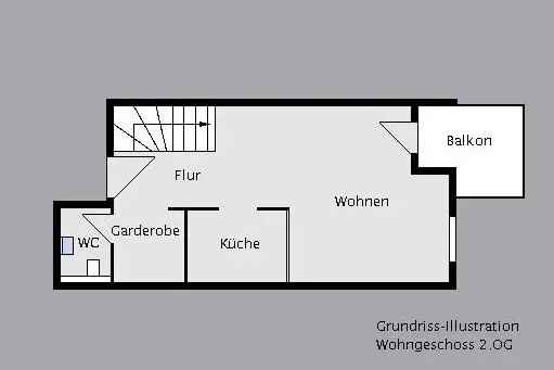 Modernisierte 2-Zimmer-Maisonette-Wohnung