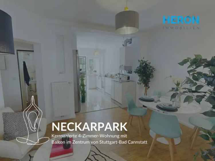 NECKARPARK – Kernsanierte 4-Zimmer-Wohnung mit Balkon im Zentrum von Stuttgart-Bad Cannstatt