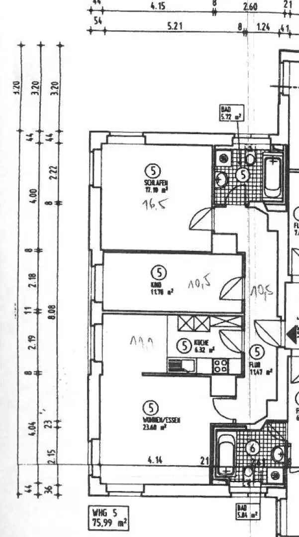 Leerstehende Wohnung in ruhiger Seitenstraße im 1.OG