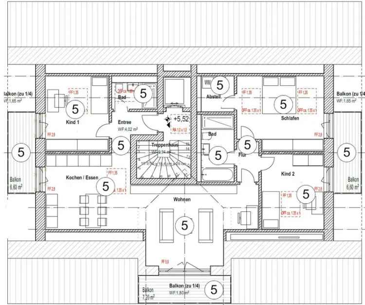 Sehr hochwertige 4-Zimmer-Penthouse-Wohnung mit (3x) Balkon (& SMART HOME) Energieausweis A+