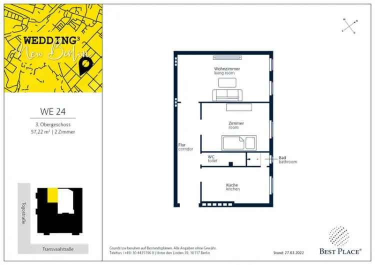 2 Zimmer Wohnung Wedding Kapitalanleger Altbau 57m²