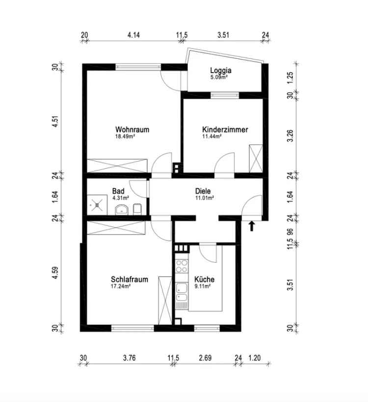 Provisionsfrei: zuverlässig vermietete 3-Zimmer EG-Wohnung mit Balkon zur Kapitalanlage!