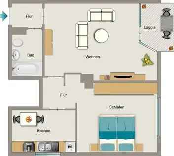 Wohnung (55.0 m²) zur Miete in Essen (Am Alfredspark 27, 45145 Essen, Germany)
