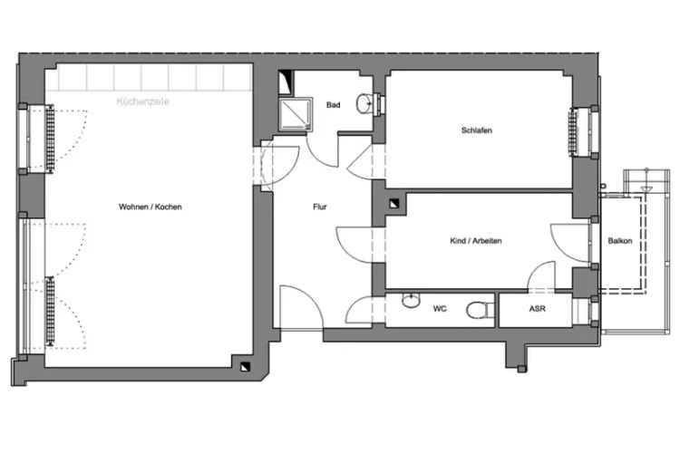 Gruna, im Hochparterre: Balkon + Dusche