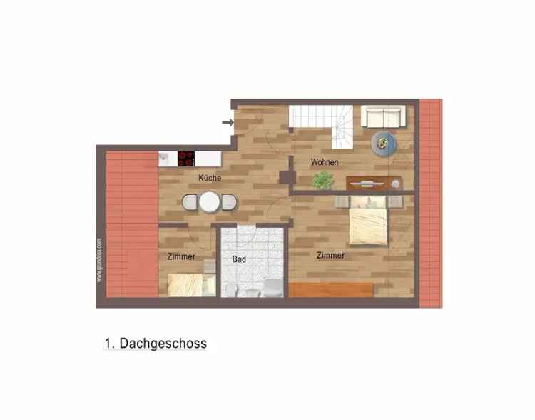 Maisonette Altbau DG Wohnung Galerie Bad Dusche