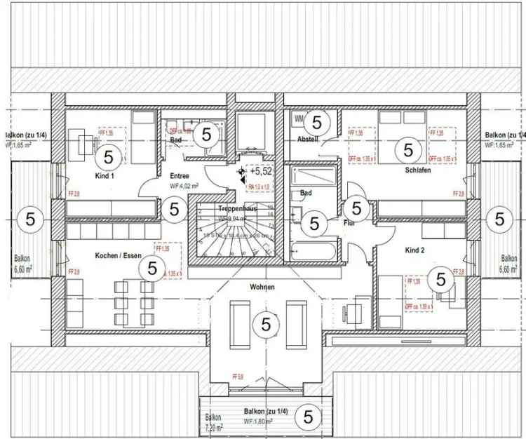 Sehr hochwertige 4-Zimmer-Penthouse-Wohnung mit (3x) Balkon (& SMART HOME) Energieausweis A+