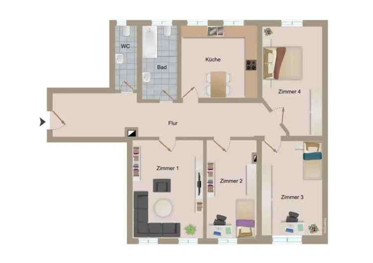 4 Zimmer Wohnung Zentrum Ost Altbau