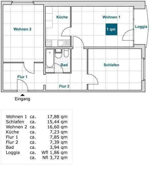 Große 3 Raumwohnung mit Balkon!