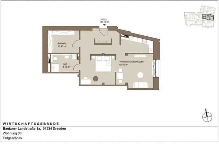 Mieten einer 2-Raumwohnung in historischem Sanatorium in Dresden