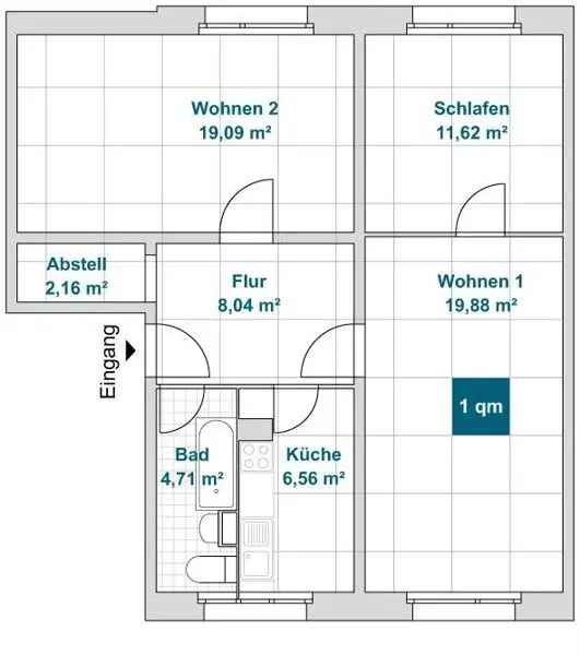 Miete 3-Raumwohnung ohne Balkon in attraktiver Lage jetzt sichern