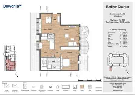 Miete Wohnung in München mit 88 m² und modernen Annehmlichkeiten