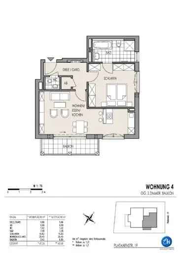 2-Zi Wohnung ruhige Lage Südbalkon KfW55 Effizienzhaus