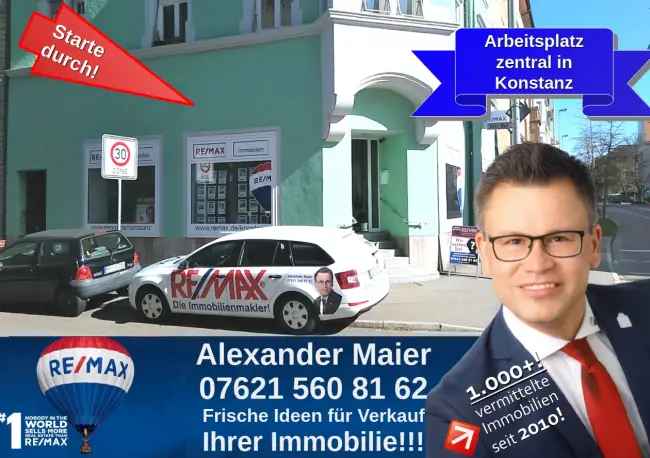 Co-Working-Arbeitsplatz im repräsentativen EG-Büro zentral in Konstanz zu vermieten!