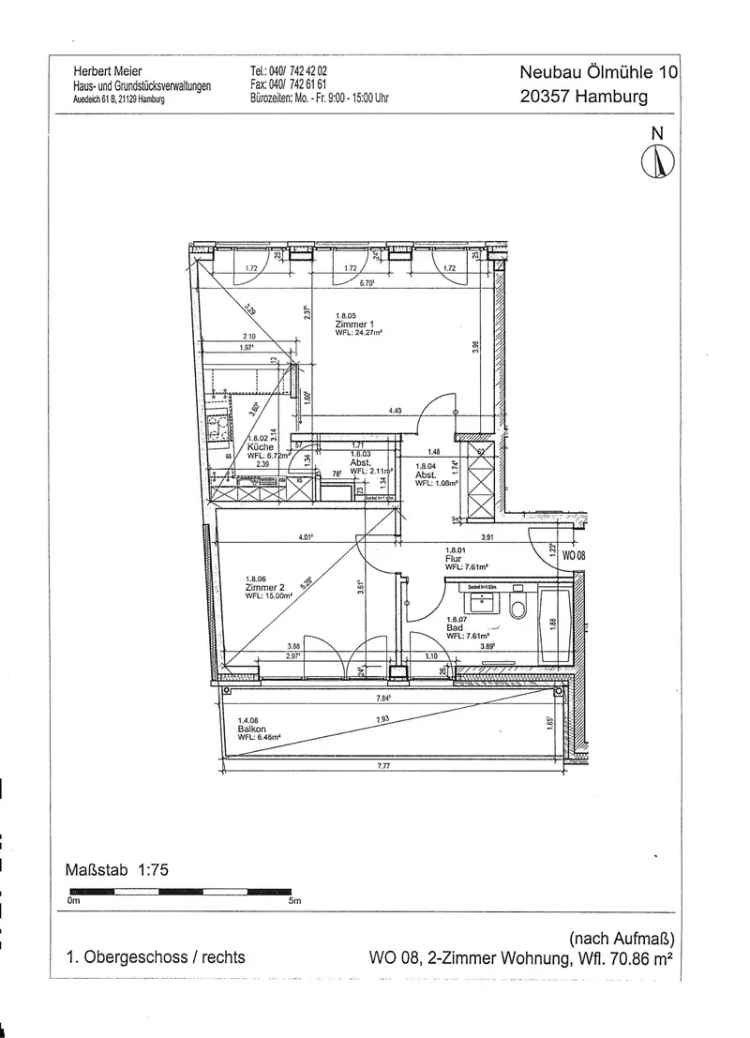 Moderne hochwertige 2-Zi.-Neubau-Komfort-Wohnung mit S/W-Balkon