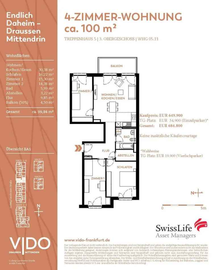 WOHNUNG DES MONATS | VIDO: Durchdachte Raumplanung auf 4-Zimmern mit Balkon in grüner Oase!