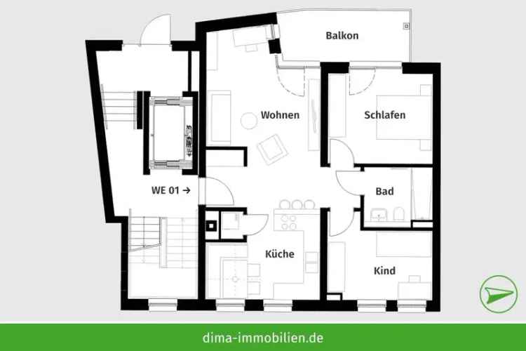 Hochparterre-Whg. am Park mit großem West-Balkon, Luxus-Vinylfliesen, HWR, Aufzug, Keller u.v.m