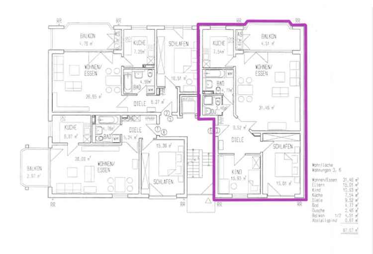 Bonn Heiderhof Eigentumswohnung mit 3 Zimmern, ca. 87m², Balkon und TG-Stellplatz