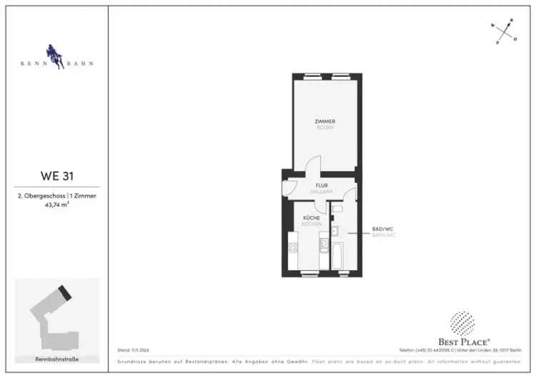 1-Zimmer Wohnung Weißensee 44m² See Nähe