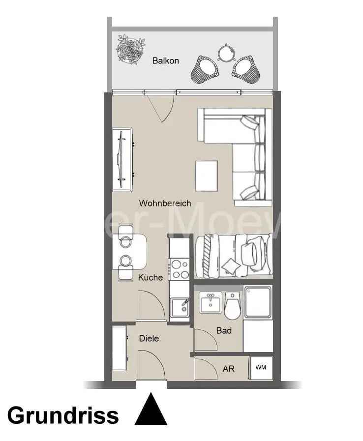 Moderne 1-Zimmer Wohnung Rheinnähe Balkon TG Stellplatz