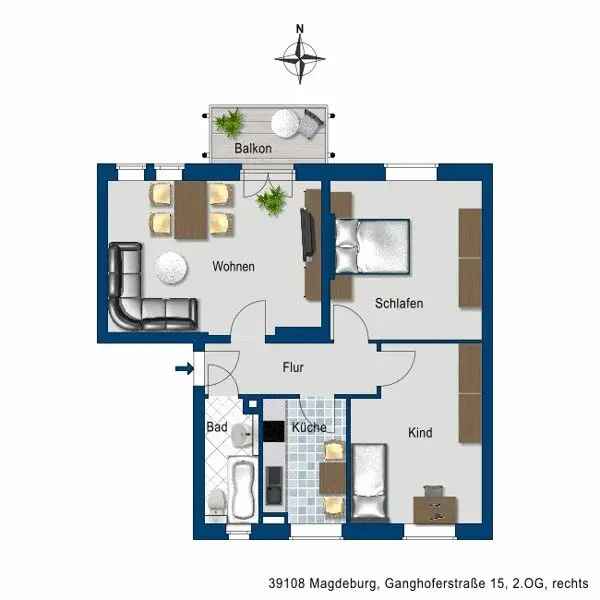Renovierte 3-Zimmer-Wohnung
