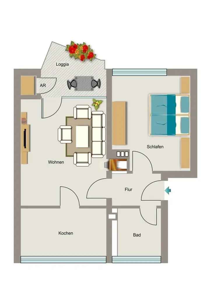 2-Zimmer Wohnung. Kleine Welt ganz groß