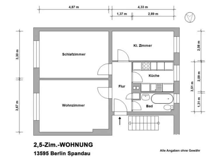 2,5 Zimmer Wohnung mieten in Spandau mit Kreativpotenzial