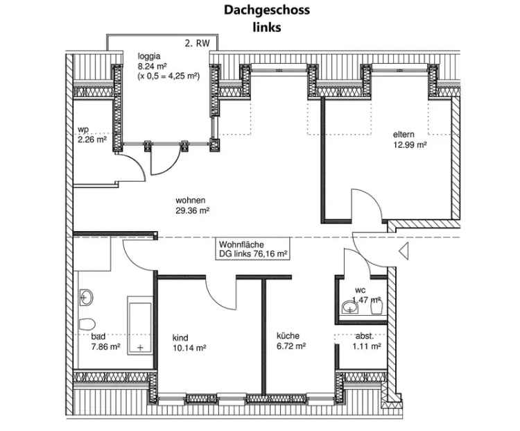 Bonn Endenich Dachgeschosswohnung KFW 55 Neubau 76m²