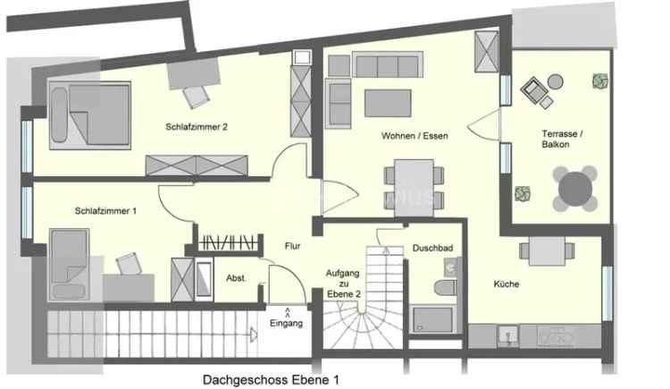 Attraktive 4-Zimmer-Maisonettewohnung, 2 TG-Stellplätze, Dachterrasse in Südwestlage