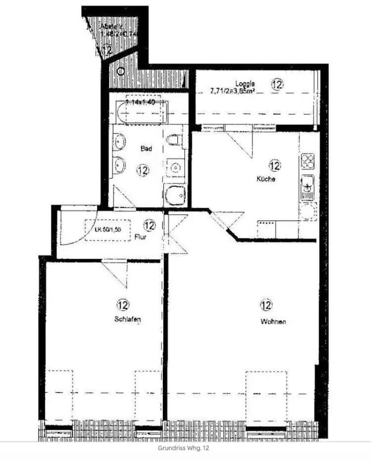 Perfekt für Eigennutzer! Sehr schöne 2R DG-Whg. mit Einbauküche und Loggia in südlicher Ausrichtung!