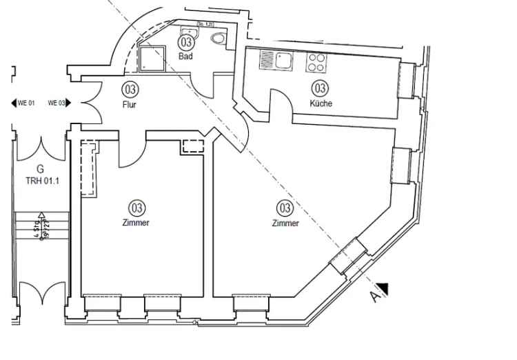 2-Zimmer Wohnung Südvorstadt Altbau Erdgeschoss Einbauküche Modernes Bad