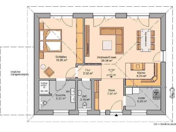 Bungalow Cute 83m2 Einfamilienhaus Barrierefrei Senioren Familie