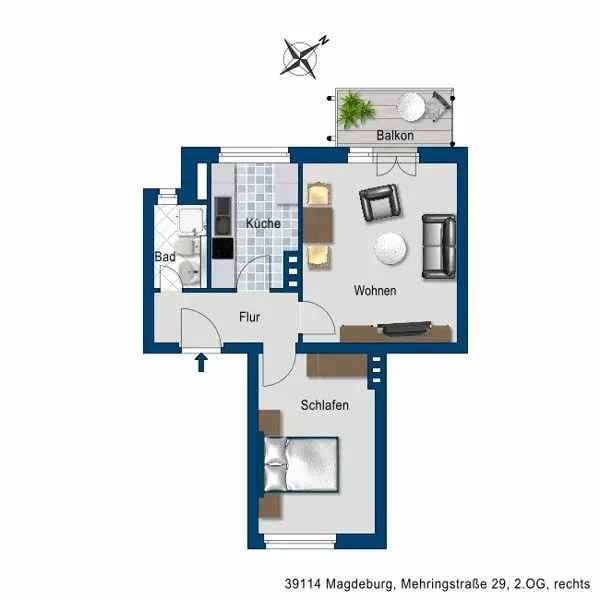 Mieten Wohnung in Cracau mit Balkon und Tageslichtbad