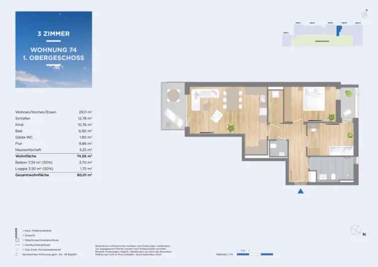 Wunderschöne 3-Zimmer-OG-Wohnung mit Süd-Ausrichtung inklusive Balkon und Loggia