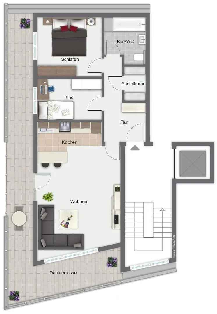 Exklusives Penthouse Köln Junkersdorf 2ZiKDB