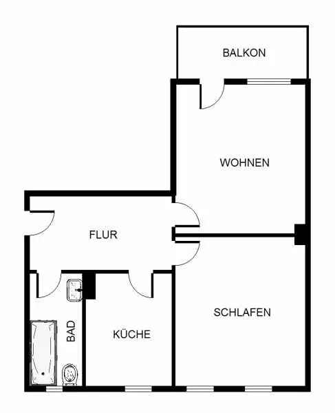 Schöne renovierte 2 Zimmer Wohnung mit Balkon