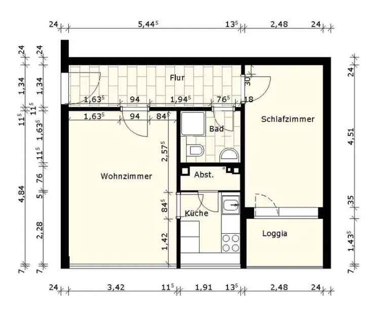 2-Zi.-Wohnung mit Loggia in ruhiger Wohnstraße Hamburg