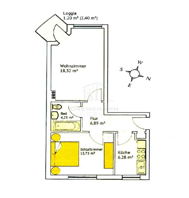 Helle 2-Zimmer-Wohnung mit Balkon: Ideal für Singles und Paare.