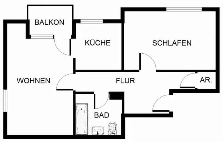 Erdgeschosswohnung mit 2,5 Zimmern und Balkon (WBS)